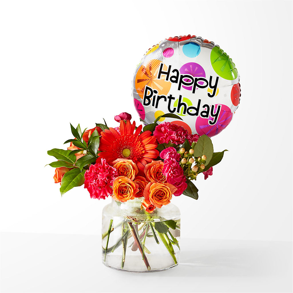 Fiesta Bouquet with Birthday Balloon – OBIE'S FLOWERS, Pemberville OH