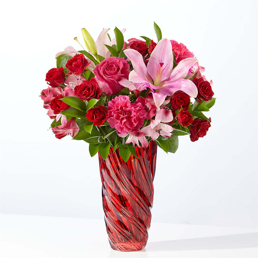 In Love Bouquet with Luxe Swirl Vase – OBIE'S FLOWERS, Pemberville OH