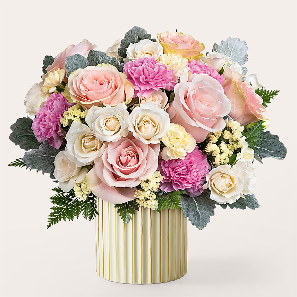 Blissful Moments Bouquet with Ivory Vase – OBIE'S FLOWERS, Pemberville OH
