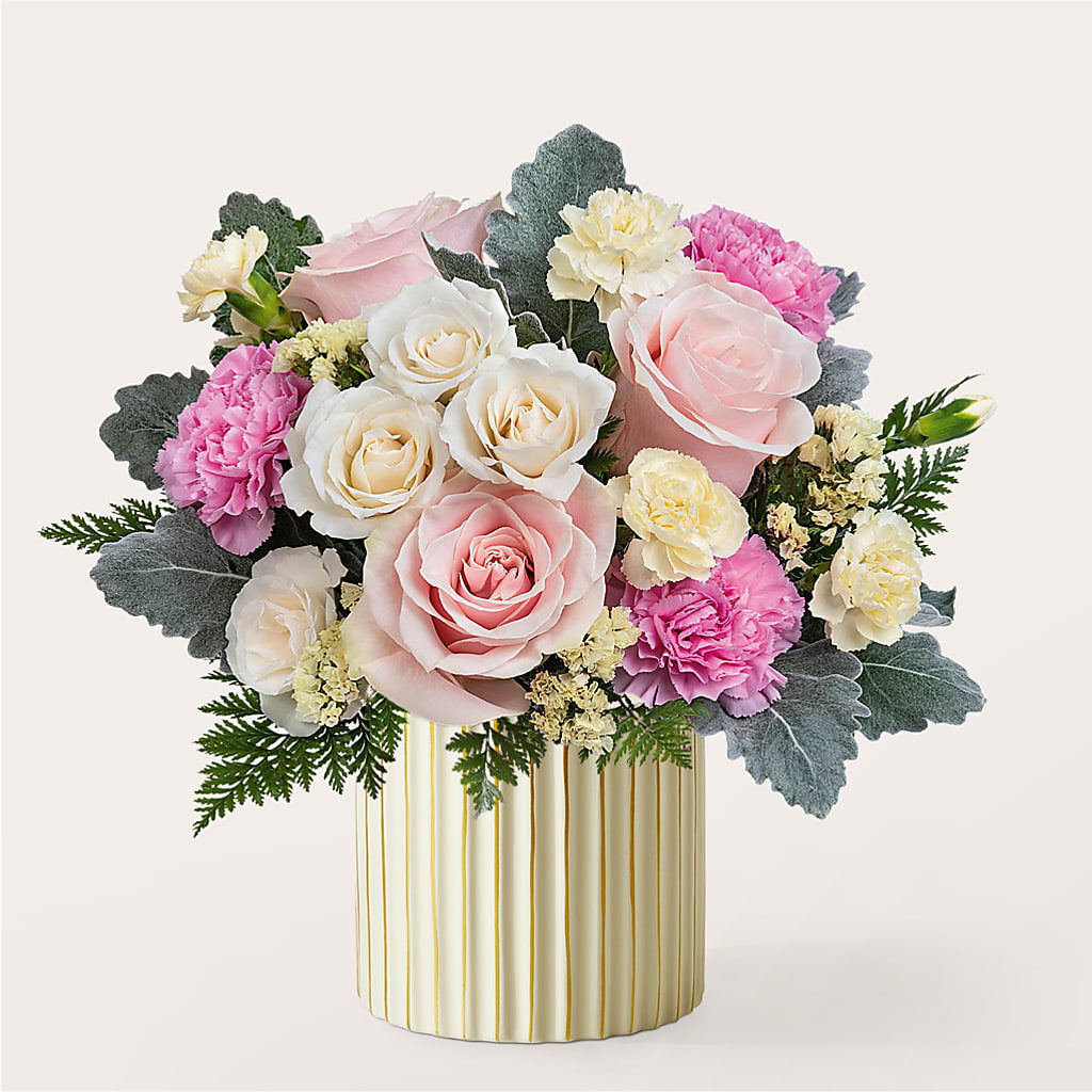 Blissful Moments Bouquet with Ivory Vase – OBIE'S FLOWERS, Pemberville OH