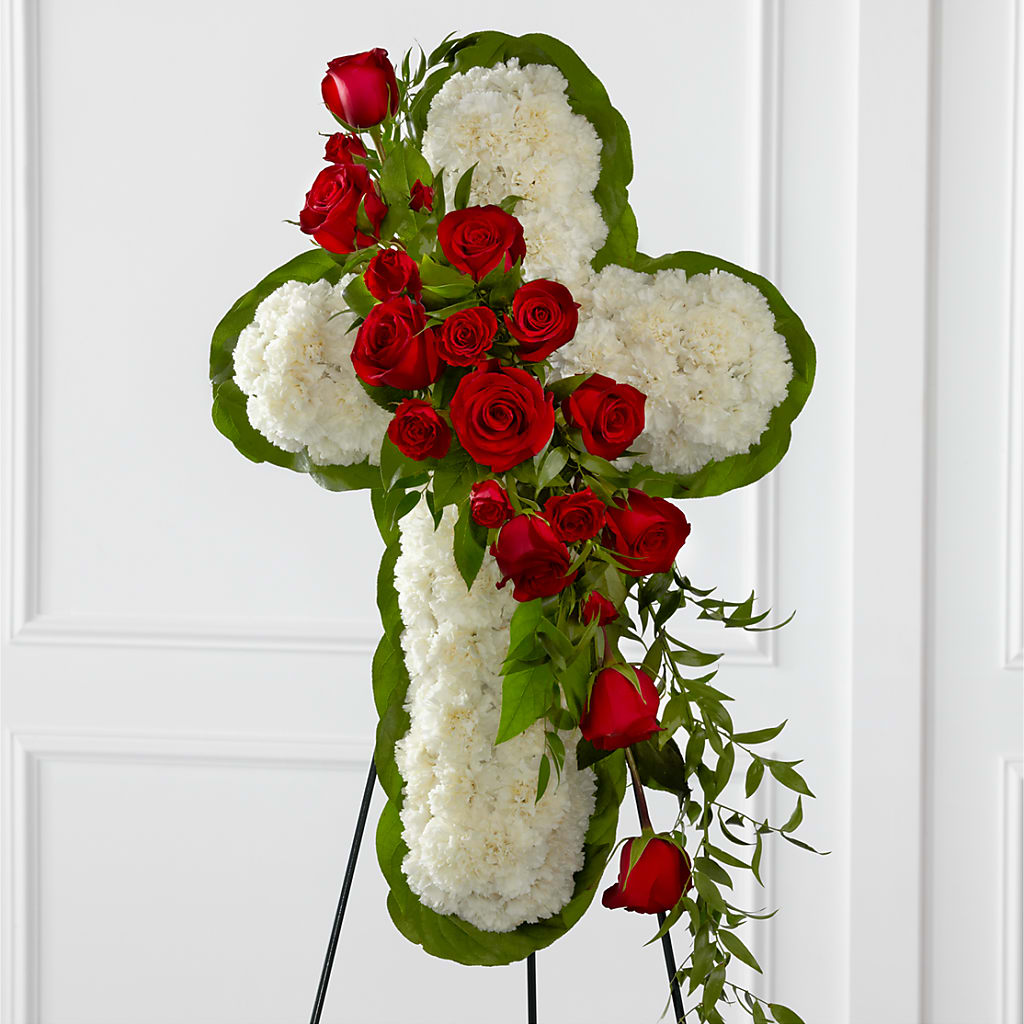 Floral Cross Easel – OBIE'S FLOWERS, Pemberville OH