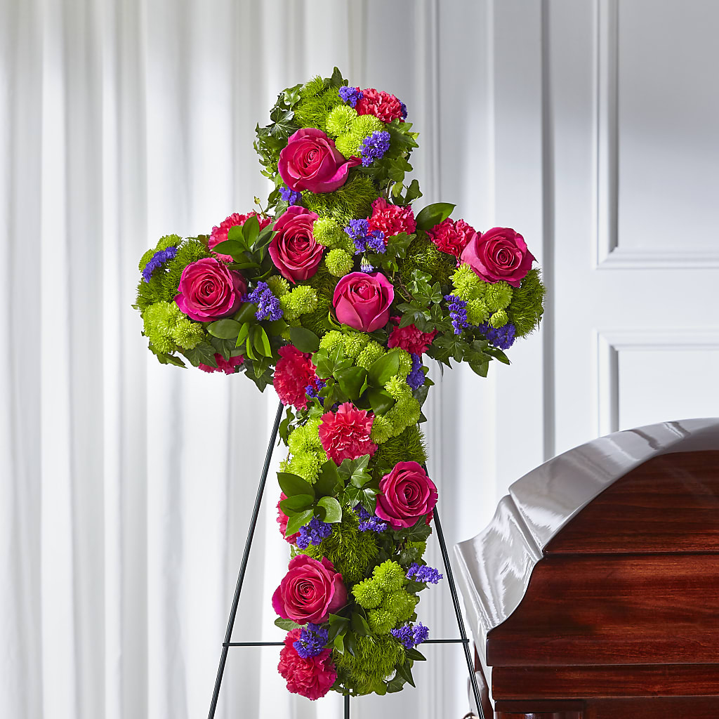 Tribute Rose Floral Cross – OBIE'S FLOWERS, Pemberville OH