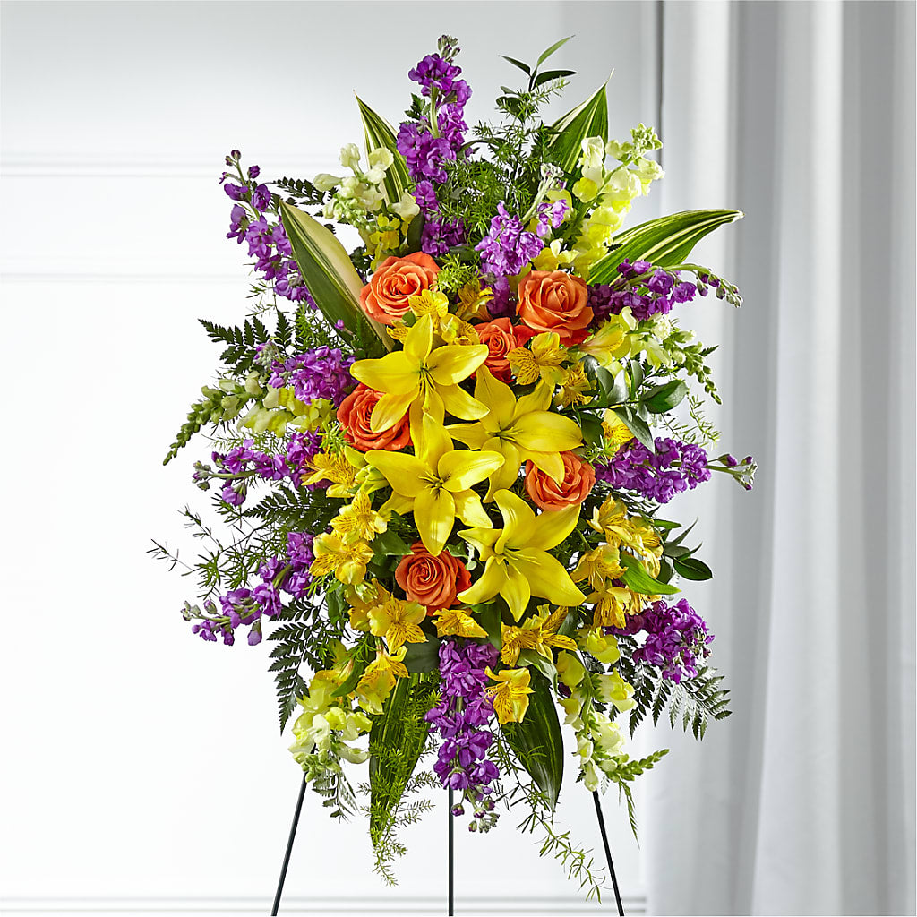 Thoughtful Prayers Standing Spray – OBIE'S FLOWERS, Pemberville OH