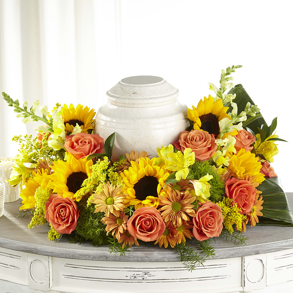 Faithful Sunflower Cremation Adornment – OBIE'S FLOWERS, Pemberville OH