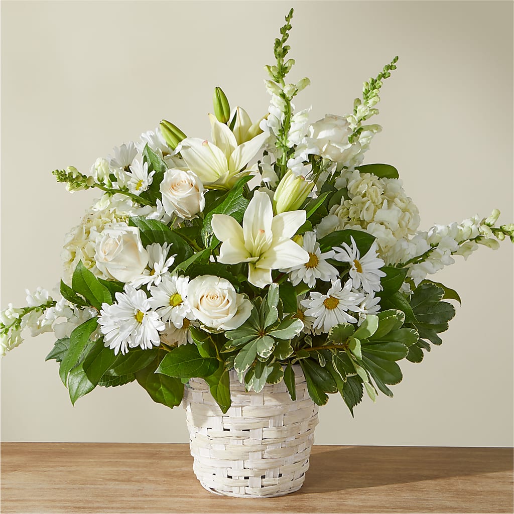 Ivory Elegance Floral Basket – OBIE'S FLOWERS, Pemberville OH
