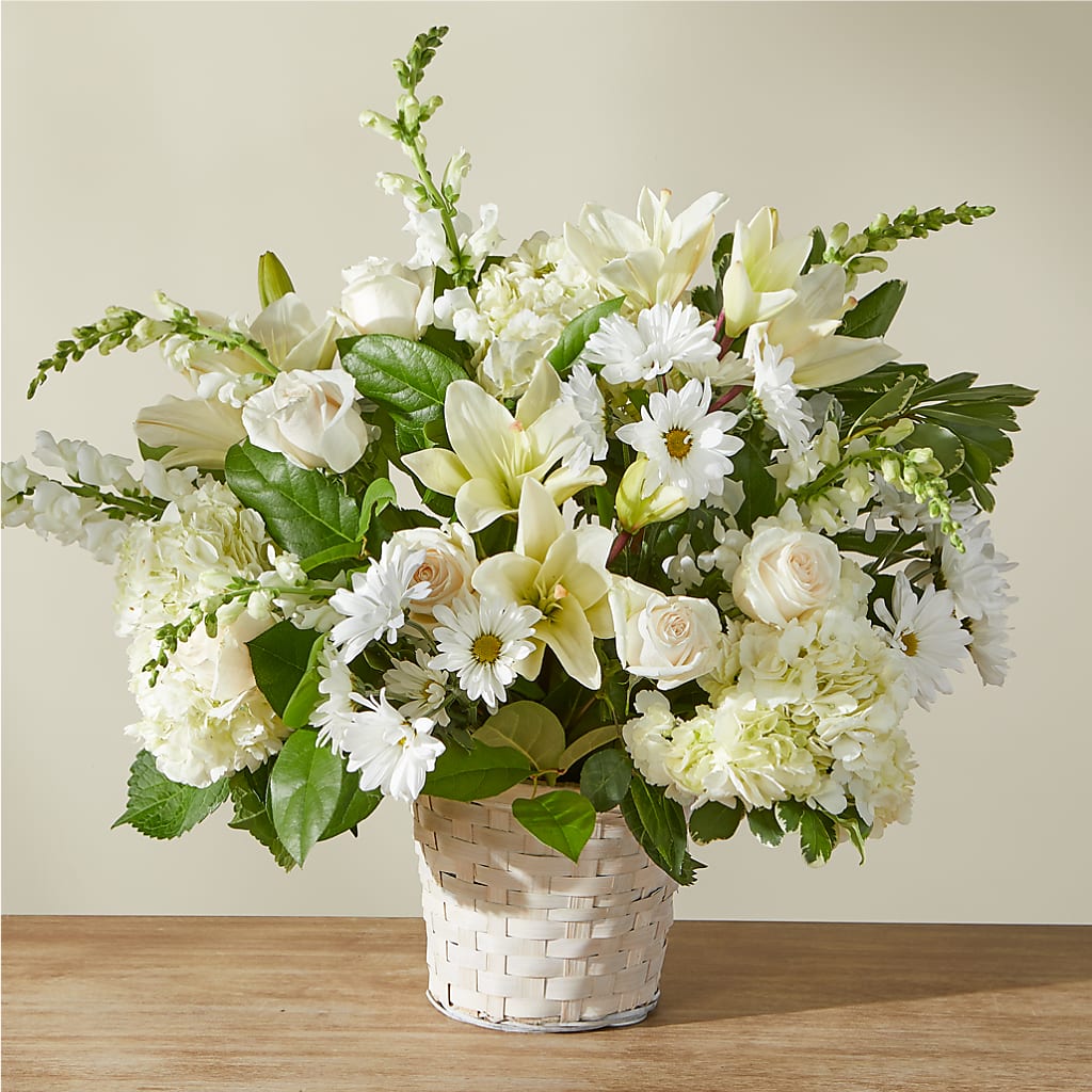 Ivory Elegance Floral Basket – OBIE'S FLOWERS, Pemberville OH