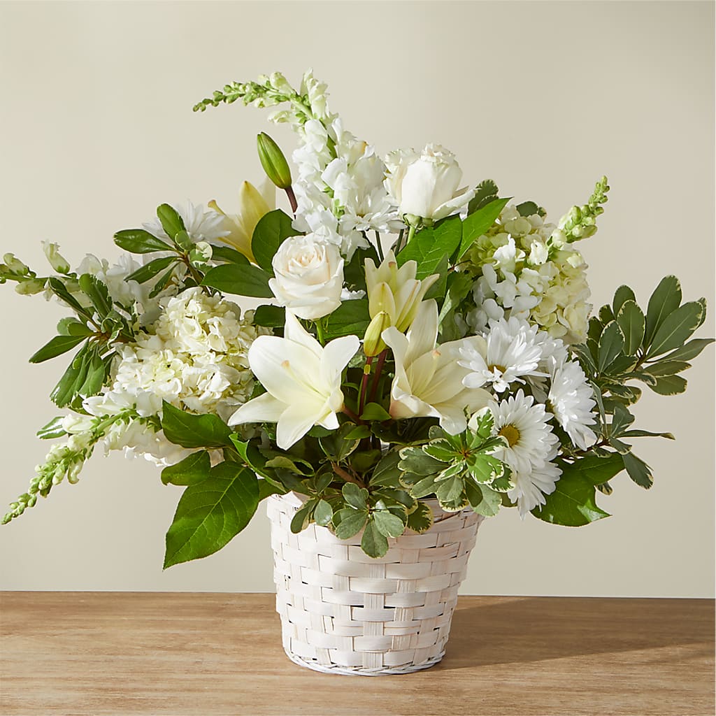 Ivory Elegance Floral Basket – OBIE'S FLOWERS, Pemberville OH