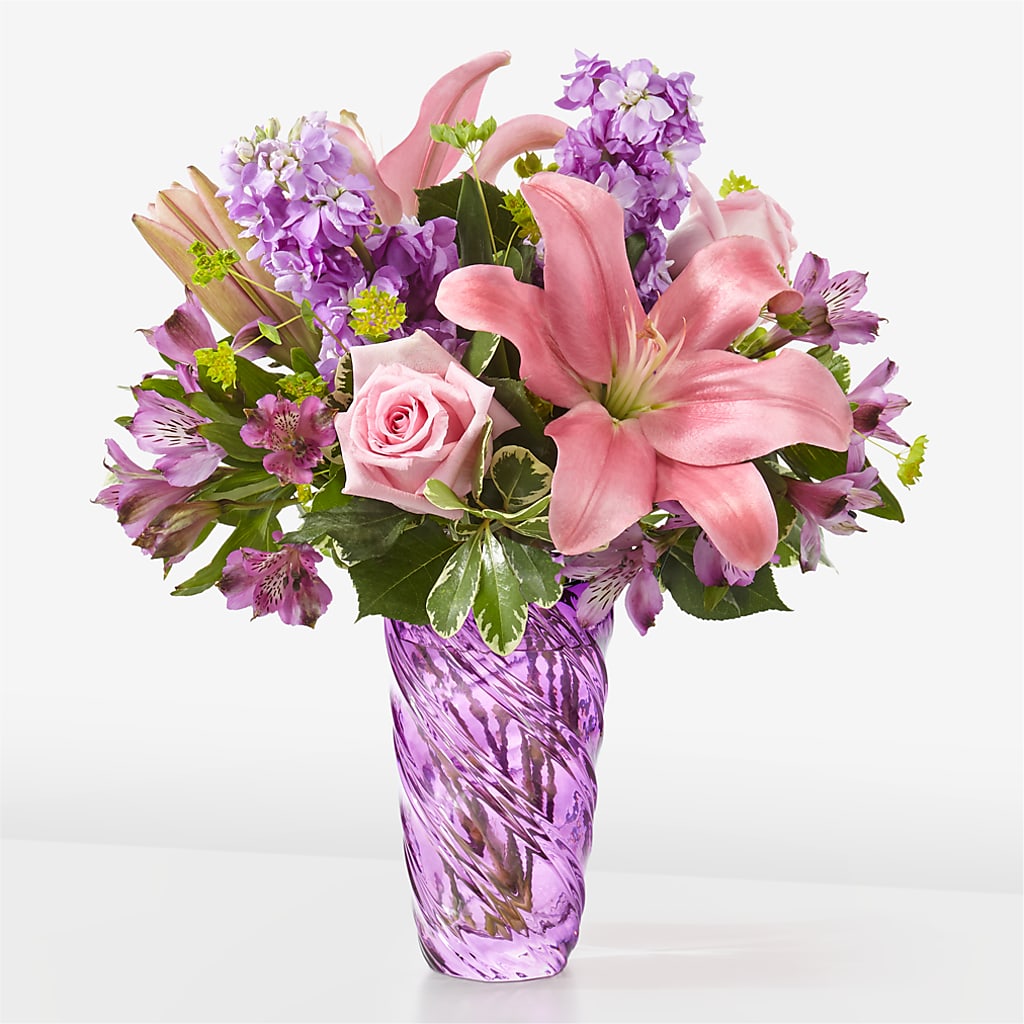 Precious Petals Bouquet with Luxe Swirl Vase – OBIE'S FLOWERS, Pemberville OH