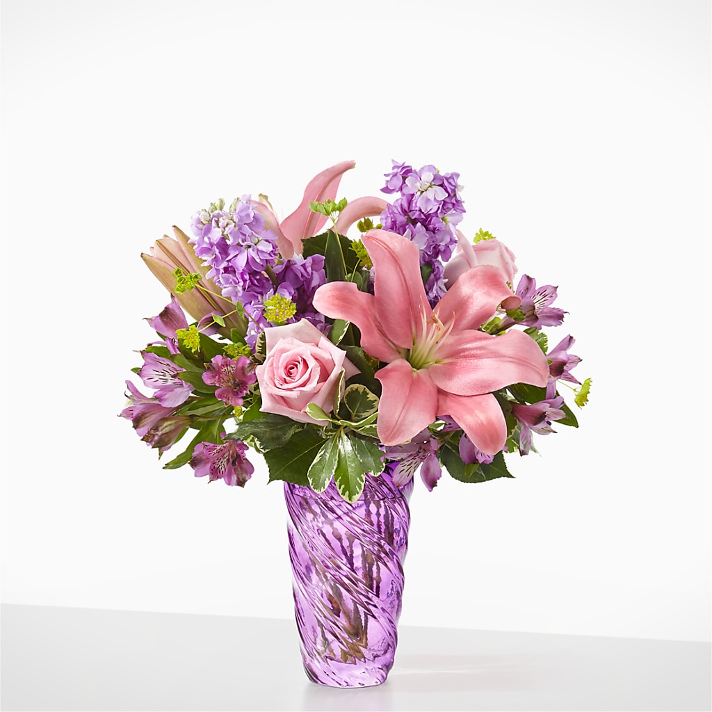 Precious Petals Bouquet with Luxe Swirl Vase – OBIE'S FLOWERS, Pemberville OH