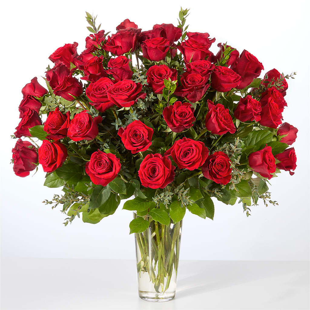 Forever Yours Fifty Stem Red Rose Bouquet – OBIE'S FLOWERS, Pemberville OH
