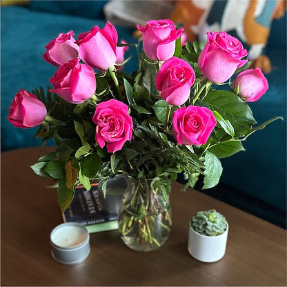 Long Stem Pink Rose Bouquet – OBIE'S FLOWERS, Pemberville OH