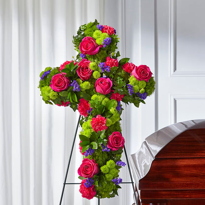 Tribute Rose Floral Cross – OBIE'S FLOWERS, Pemberville OH