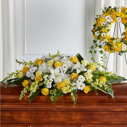 Golden Harmony Casket Spray – OBIE'S FLOWERS, Pemberville OH