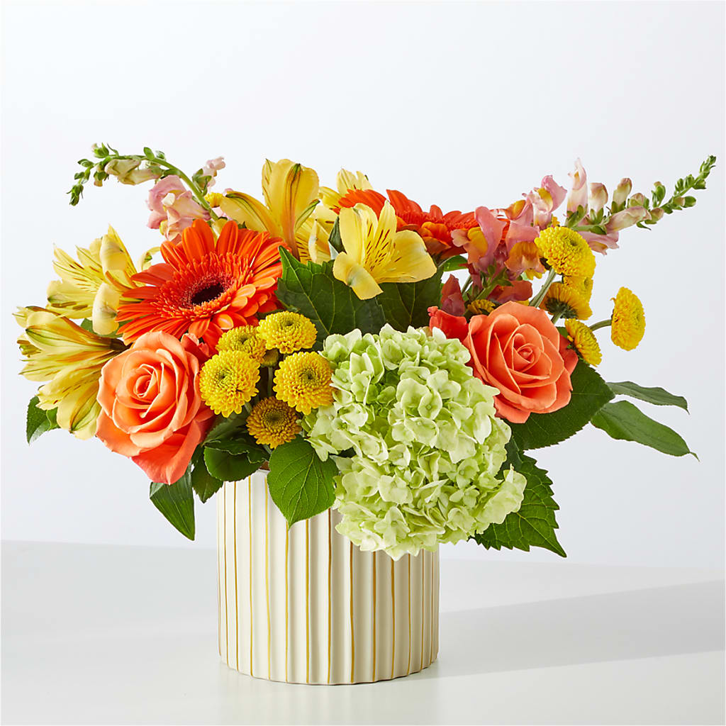 Autumn Sunshine Bouquet with Ivory Vase – OBIE'S FLOWERS, Pemberville OH