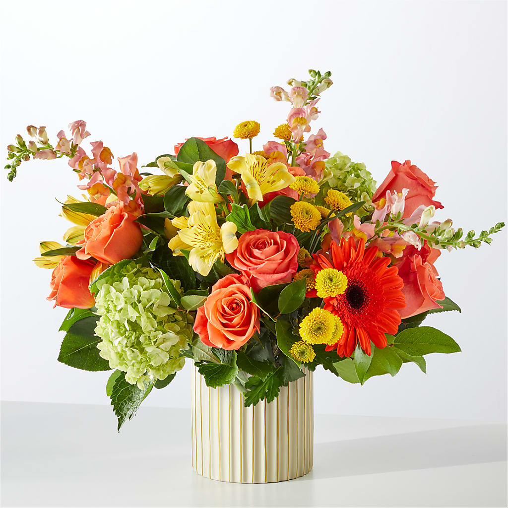 Autumn Sunshine Bouquet with Ivory Vase – OBIE'S FLOWERS, Pemberville OH