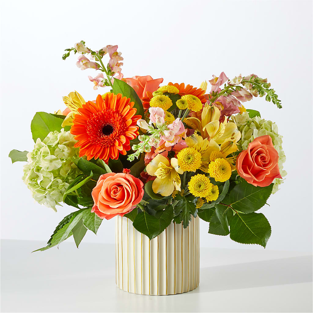 Autumn Sunshine Bouquet with Ivory Vase – OBIE'S FLOWERS, Pemberville OH