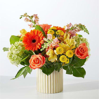 Autumn Sunshine Bouquet with Ivory Vase – OBIE'S FLOWERS, Pemberville OH
