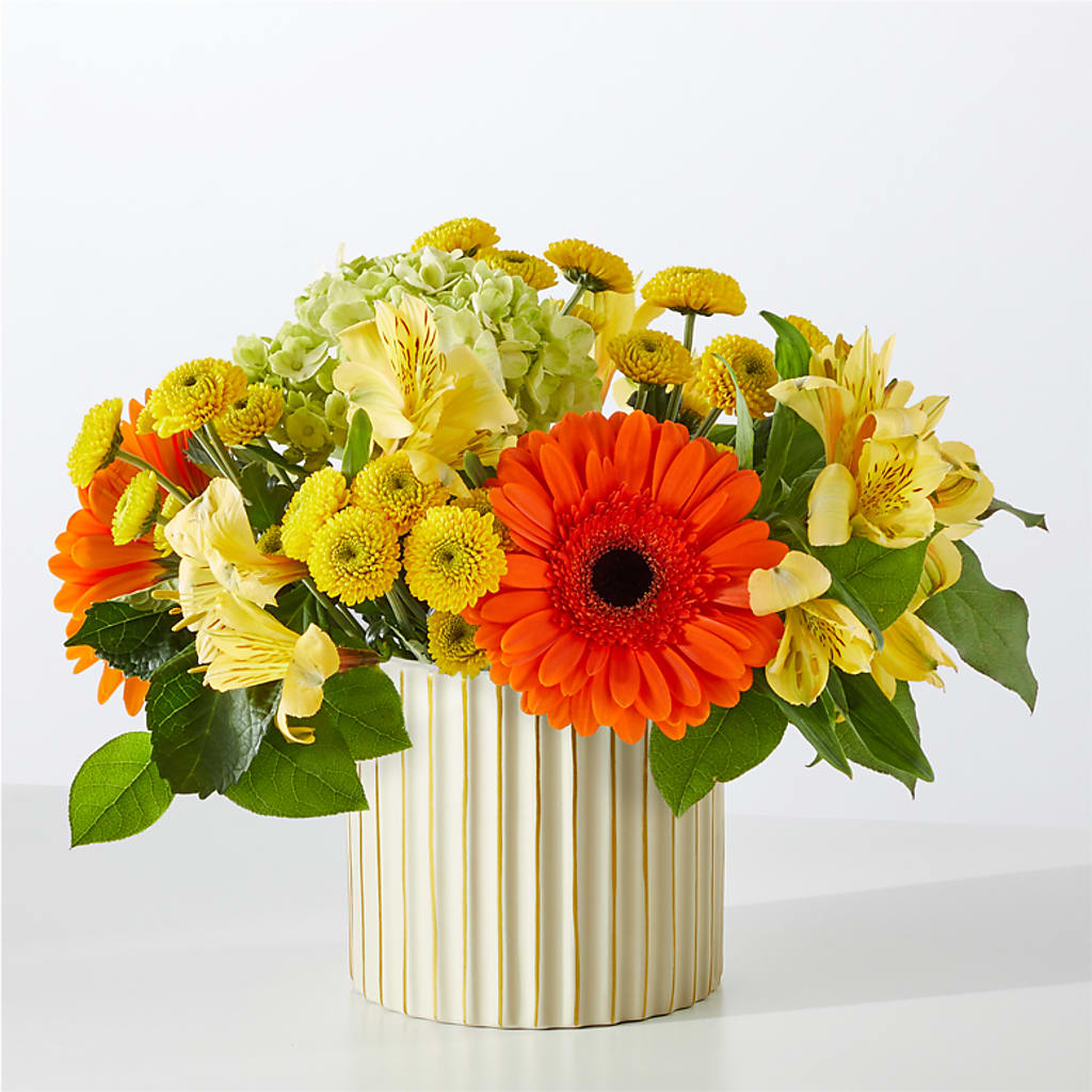 Autumn Sunshine Bouquet with Ivory Vase – OBIE'S FLOWERS, Pemberville OH