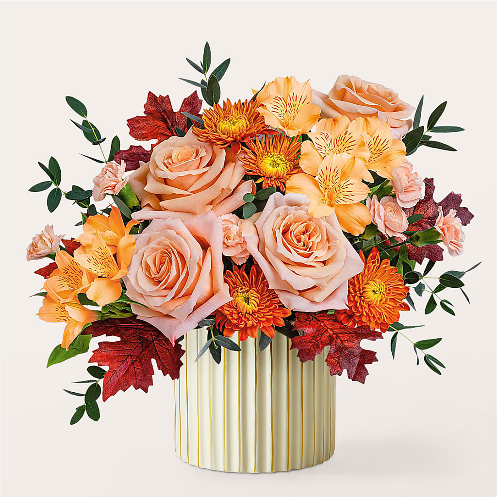 Spiced Latte Bouquet with Ivory Vase – OBIE'S FLOWERS, Pemberville OH