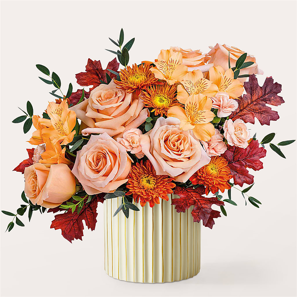 Spiced Latte Bouquet with Ivory Vase – OBIE'S FLOWERS, Pemberville OH
