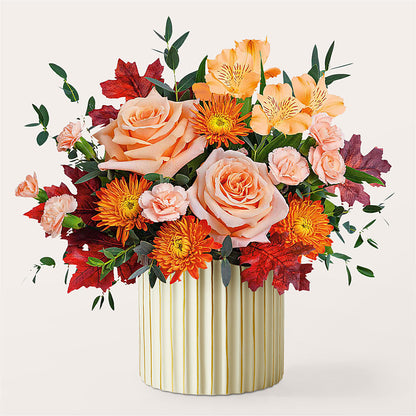 Spiced Latte Bouquet with Ivory Vase – OBIE'S FLOWERS, Pemberville OH
