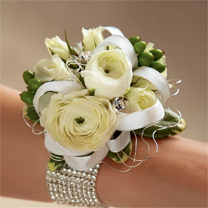 White Wedding Corsage – OBIE'S FLOWERS, Pemberville OH